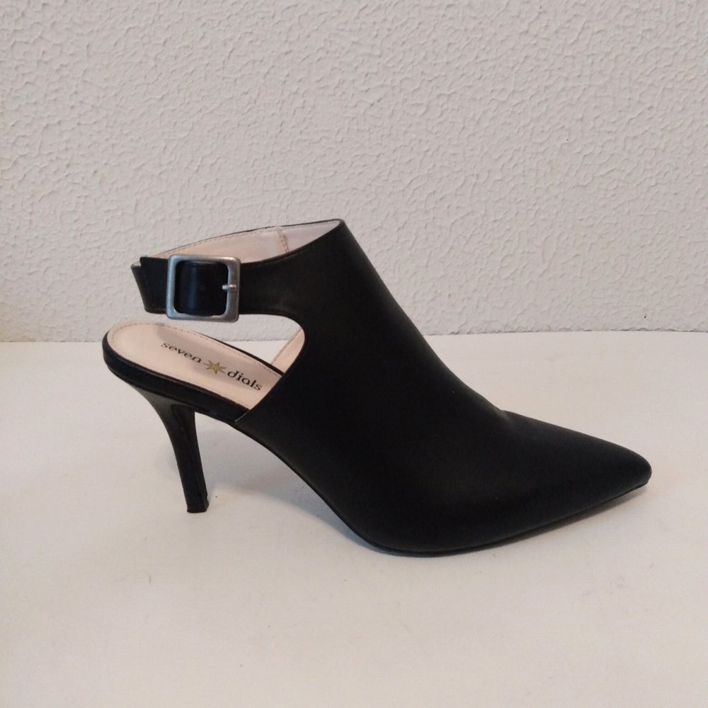 Seven Dials Black Faux Leather Slingback 4" Heels sz 8.5 M